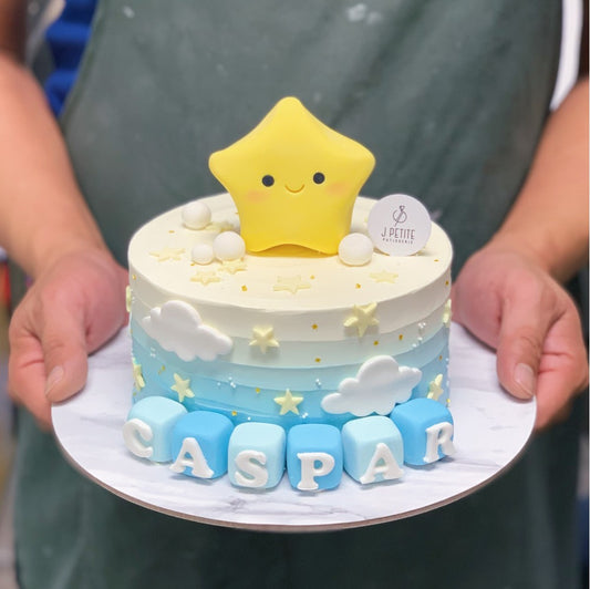 Baby Star and Clouds Ombre Cake