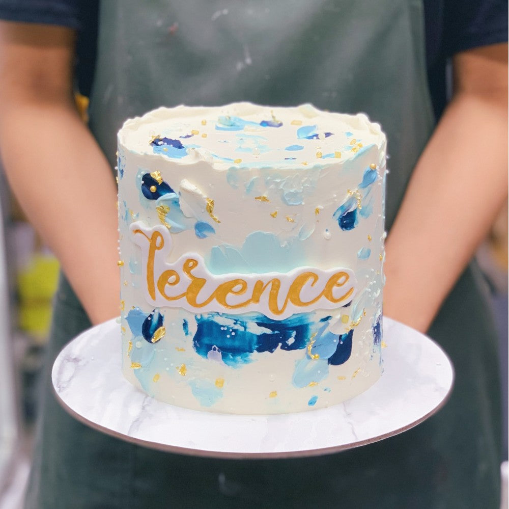 Blue Minimalist Textured Cake