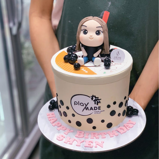 Bubble Tea With Birthday Girl Cake