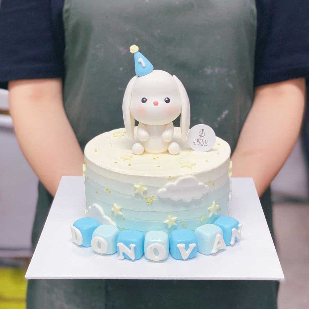 Bunny Clouds and Stars Ombre Cake