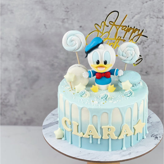 Donald Duck Blue Drip Cake