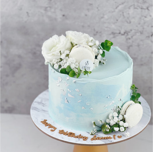 Blue Fantasy Floral Cake