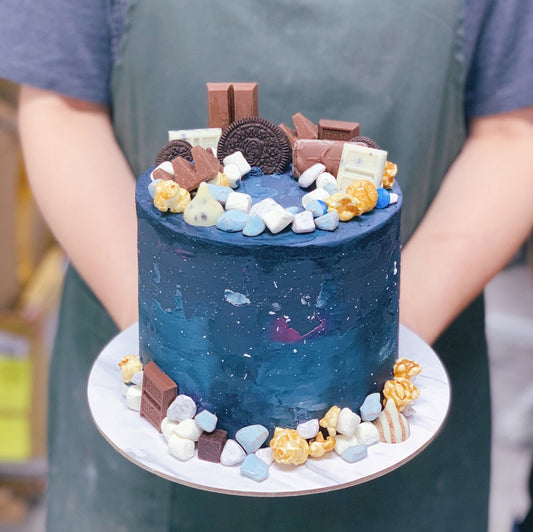 Stellar Galaxy Cake with Cosmic Toppings