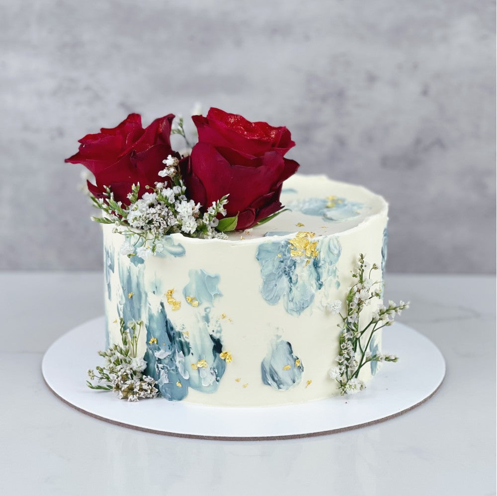 Grey Marble Floral Cake