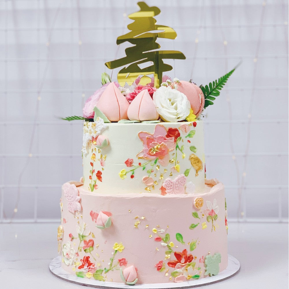 Floral Painted Longevity Cake