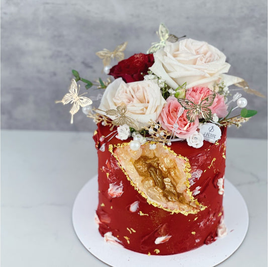 Majestic Floral Geode Cake