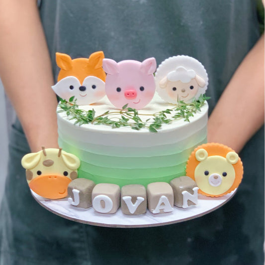 Minimalist Animals Ombre Cake