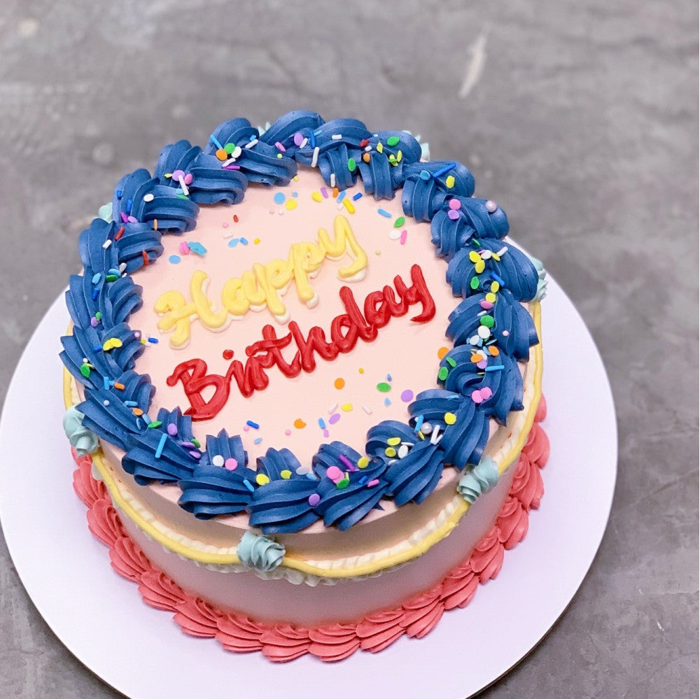 Vibrant Vintage Piping Message Cake