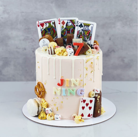 Pastel Poker Themed Cake
