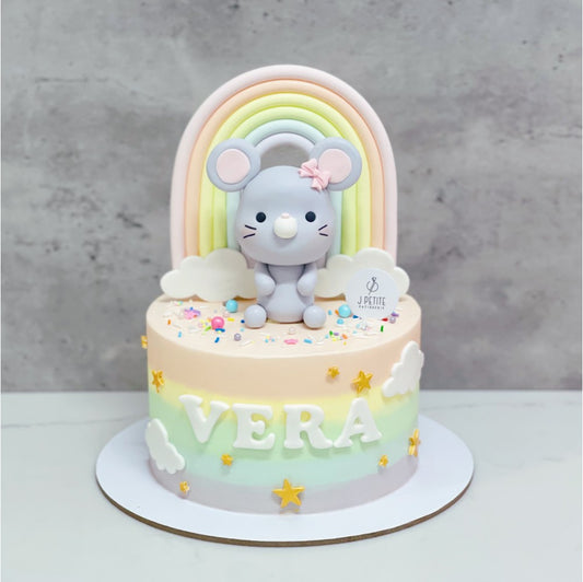 Pastel Rainbow, Clouds & Stars with Mouse Cake