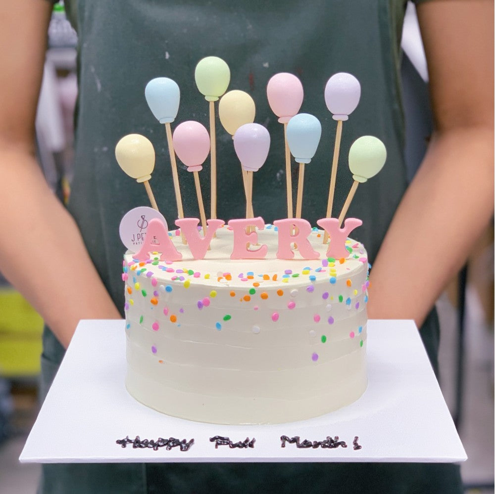 Pastel Sprinkles and Balloons Cake