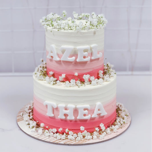 Pink Ombre Babies Breath Cake