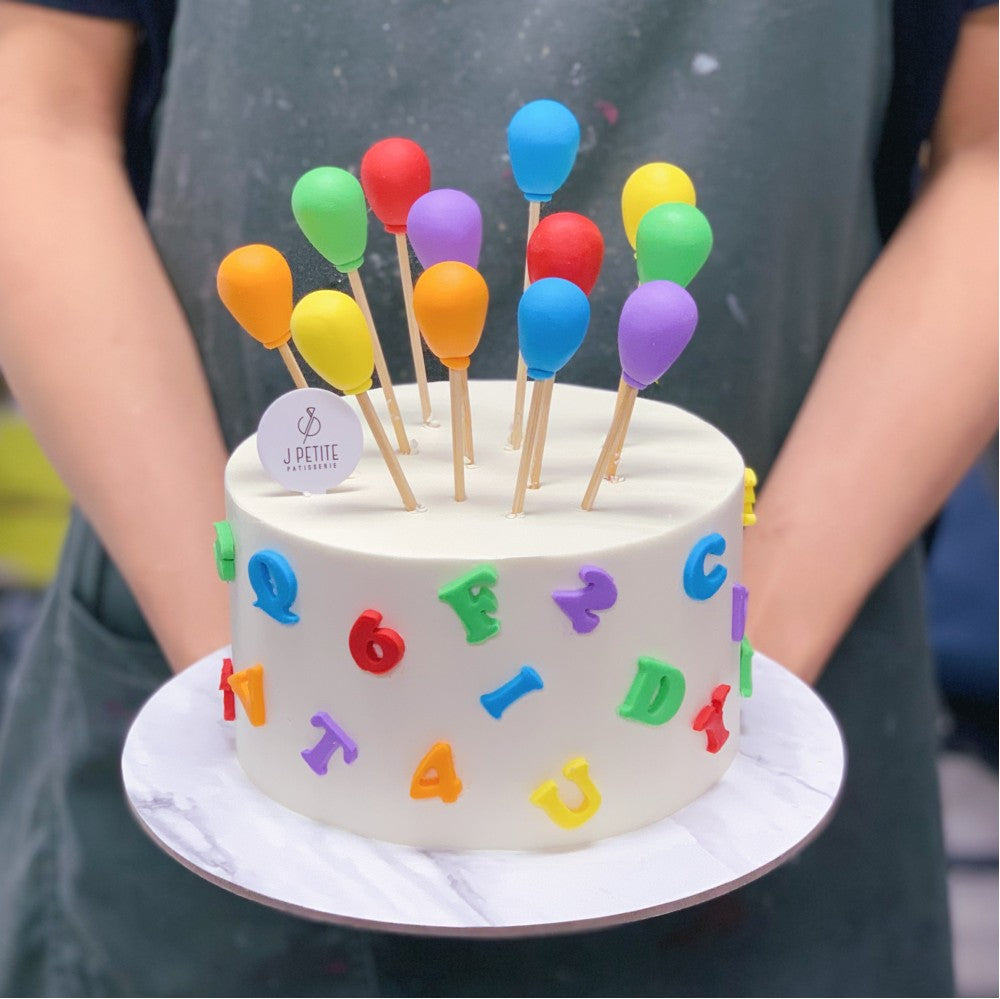 Rainbow Alphabets and Balloons Cake