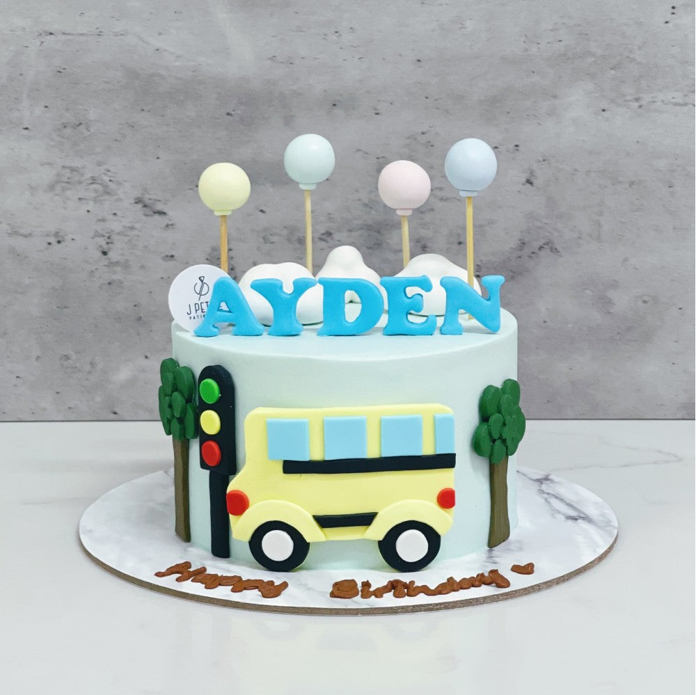 Simple Bus and Balloon Cake
