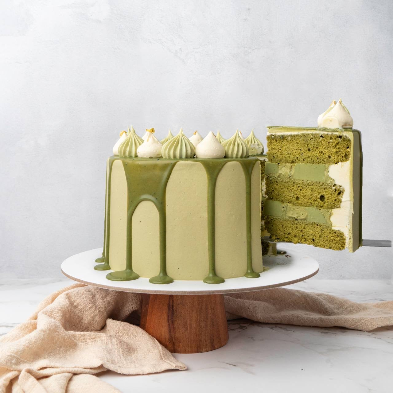 Matcha Milk Pudding Cake